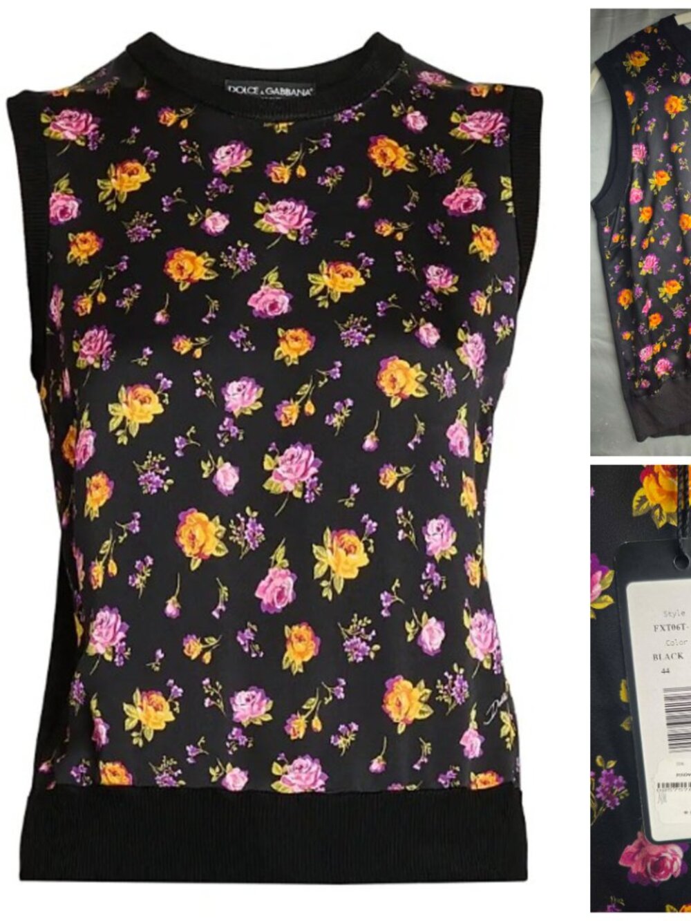 Dolce & Gabbana Small Rose Bouquets Silk Tank Top - NEW with Tags - ORIGINAL